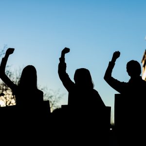 Background concept gesture for women power demonstration. Latin Cuban activism and rights